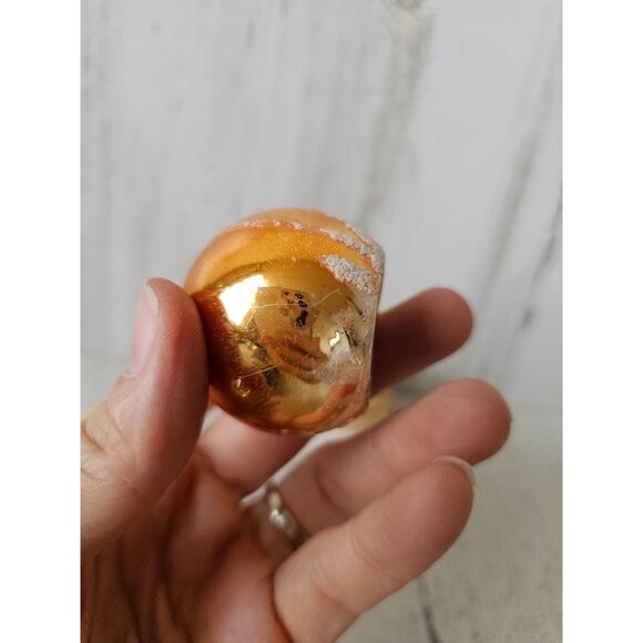 Vintage copper gold indent mini ball Mercury glass glitter ornament unique Xmas - Picture 5 of 16